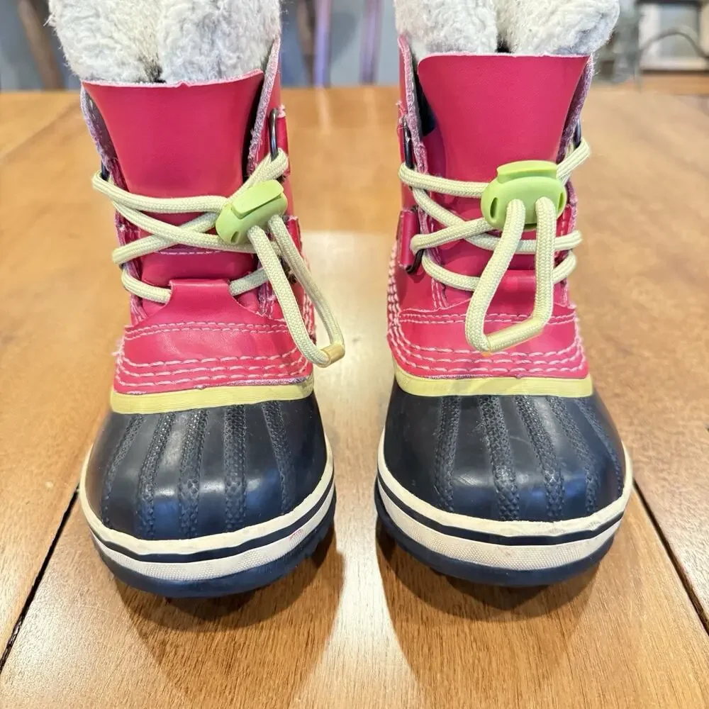Sorel Yoot Pac Girls 9 Winter Snow Duck Boot Leather‎ Pink Waterproof Sherpa